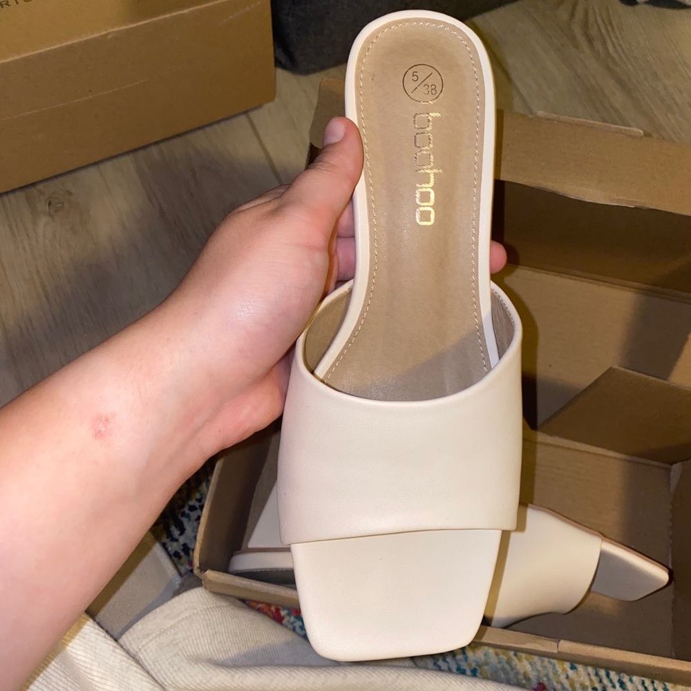 Cute cream square toed mules